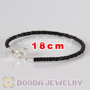 18cm European Style Single Black Leather Bracelet