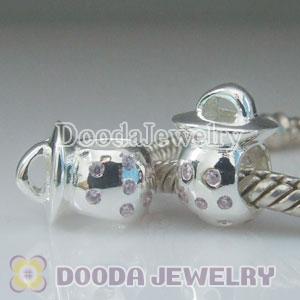 925 Solid Silver European Style Beads with Stone