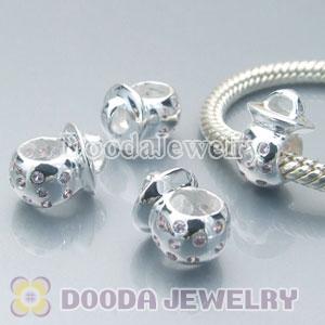 925 Solid Silver European Style Beads with Stone