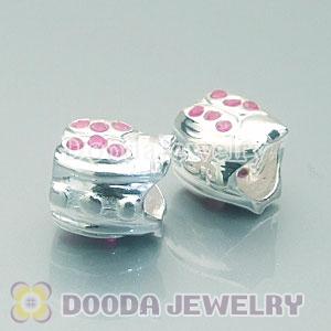 925 Solid Silver European Style Ladybug Beads with Stone