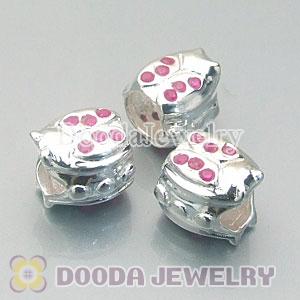 925 Solid Silver European Style Ladybug Beads with Stone