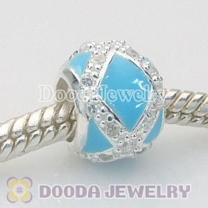 925 Solid Silver Charm Jewelry Enamel Beads with Stone