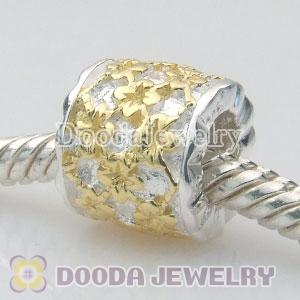 Gold Plated flower to flower Charm Jewelry 925 Silver Beads and Charms
