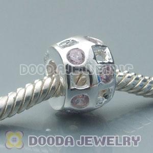 Solid Sterling Silver Charm Jewelry Beads with Stone