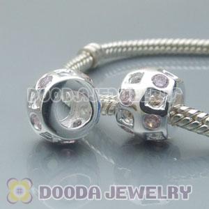 Solid Sterling Silver European Style Beads with Stone