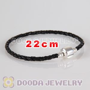22cm Charm Jewelry Single Black Leather Bracelet
