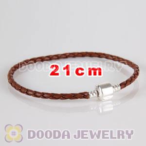21cm Charm Jewelry Single Brown Leather Bracelet