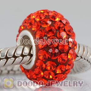 Jewelry silver beads with 90 crystal rhinestones-Red Austrian crystal Jewelry beads