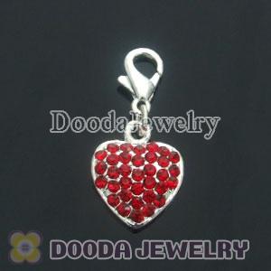 Wholesale Silver Plated Alloy Red Love Charms with Stone