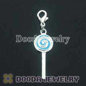 Wholesale Silver Plated Alloy Blue Key Charms