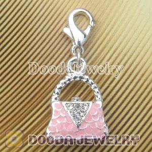 Wholesale Silver Plated Alloy Pink Handbag Charms