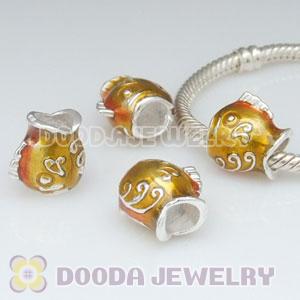 925 Sterling Silver European Style Charm Beads Enamel goldfish