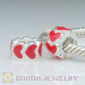 925 Sterling Silver European Style Beads Enamel hearts