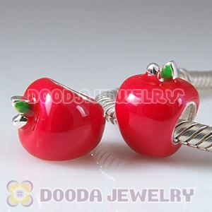 925 Sterling Silver European Style Beads Enamel Apple
