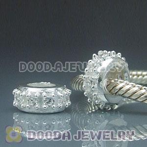 925 Solid Silver Charm Jewelry Spacer Beads with Stone