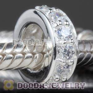 925 Solid Silver European Style Spacer Beads with Stone