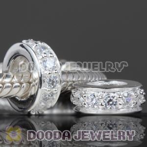 925 Solid Silver European Style Spacer Beads with Stone