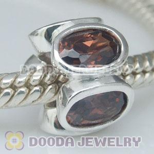 S925 Sterling Silver Charm Jewelry Beads with Coffee Stone