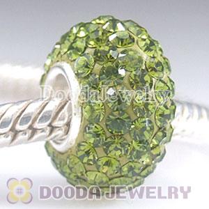 Jewelry silver beads with 90 crystal rhinestones-green Austrian crystal Jewelry beads