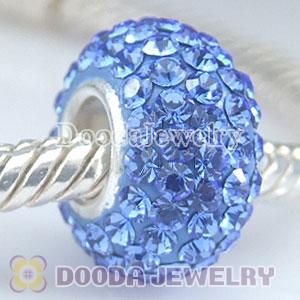 Jewelry silver beads with 90 crystal rhinestones-dark blue Austrian crystal Jewelry beads