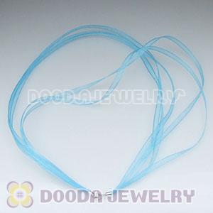 42cm European Style Blue Silk Necklace with sterling silver clasp