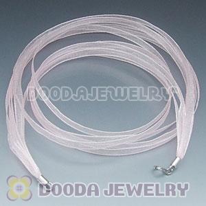 42cm Charm Jewelry Pink Silk Necklace with sterling silver clasp