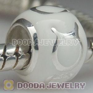 925 Sterling Silver Enamel Taurus Charm Jewelry Beads