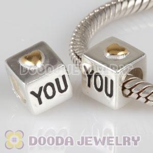 Gold Plated Love European Style 925 Silver Beads Love You