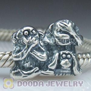 925 Sterling Silver Charm Jewelry Chimp Family Beads