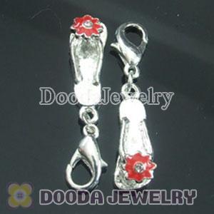 Wholesale Tscharm Jewelry Silver Plated Alloy Slipper Charms with Flower