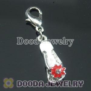 Wholesale Silver Plated Alloy Slipper Charms with Flower