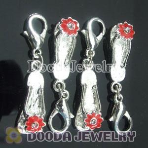 Wholesale Tscharm Jewelry Silver Plated Alloy Slipper Charms with Flower