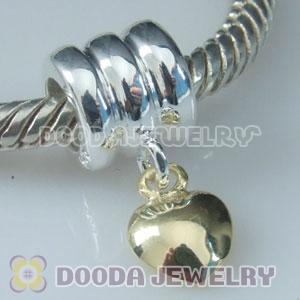 Charm Jewelry 925 Silver Beads Dangle Gold Plated Heart