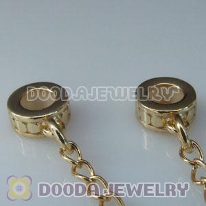 Solid Sterling Silver European Style Stopper Beads with Safety Chain