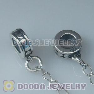 Solid Sterling Silver European Style Stopper Beads with Safety Chain
