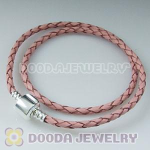 38cm Charm Jewelry Double Pink Leather Bracelet