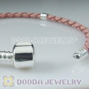 22cm European Style Single Pink Leather Bracelet
