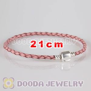 21cm Charm Jewelry Single Pink Leather Bracelet
