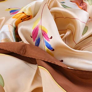 The detailed picture of 105×105cm Hand Painted Large Square Silk Scarf
