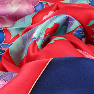 The detailed picture of Elaborately Hand Painted Large Square Silk Scarf