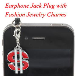 Earphone Jack Plug With Dollar Charms Jewelry