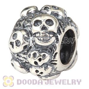Sterling Silver European Skull Charm Beads For Halloween